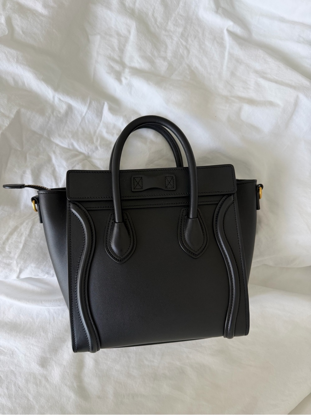 Celine Black Leather Mini Luggage Satchel with Gold Hardware - Picture 4 of 8
